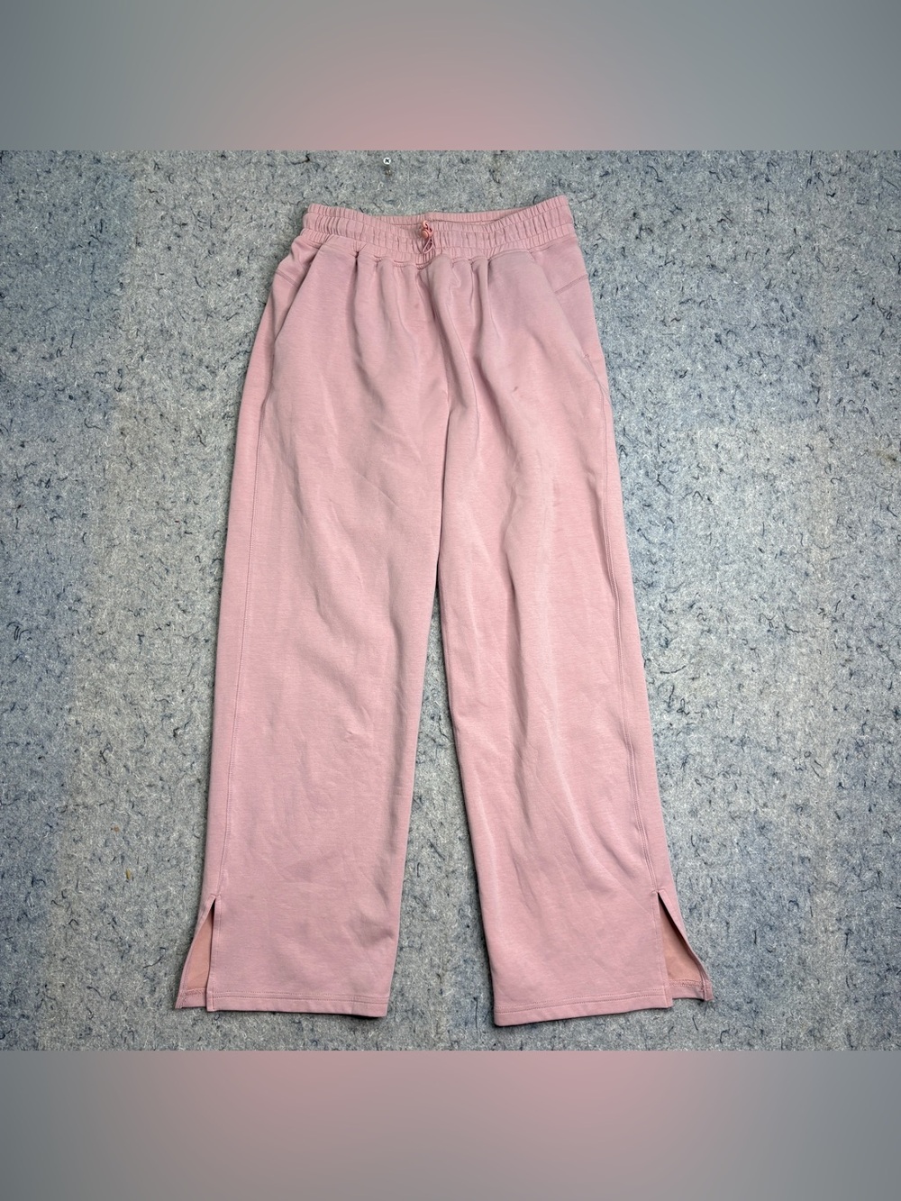 Lululemon Pink Wide Leg Sweatpants Drawstring Split Hem Lounge Pants